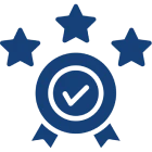 Quality assurance badge with stars